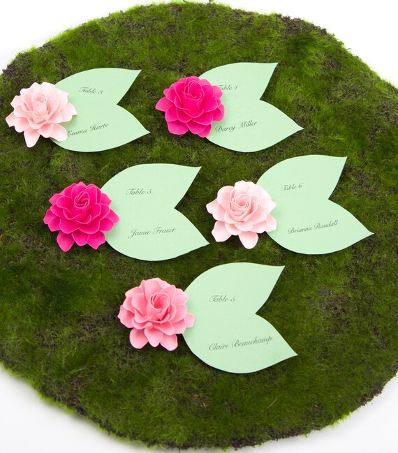 set of 50- Made To Order Wedding Custom Color ESCORT CARDS The Rosetta Paper Flowers Place Cards