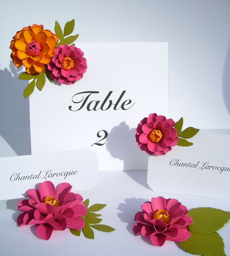 set of 50- Made To Order Wedding Custom Color ESCORT CARDS The Rosetta Paper Flowers Place Cards