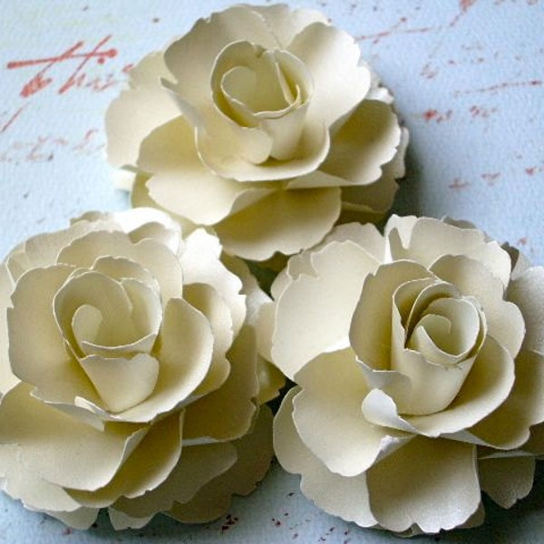 The Lady Flora Handmade Paper Flower - Pearlized Cream - (Set of 3)