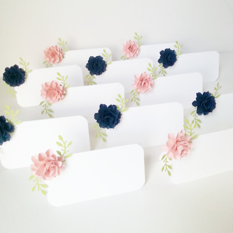 set of  50- Made To Order Wedding Custom Color ESCORT CARDS The Rosetta Paper Flowers Place Cards