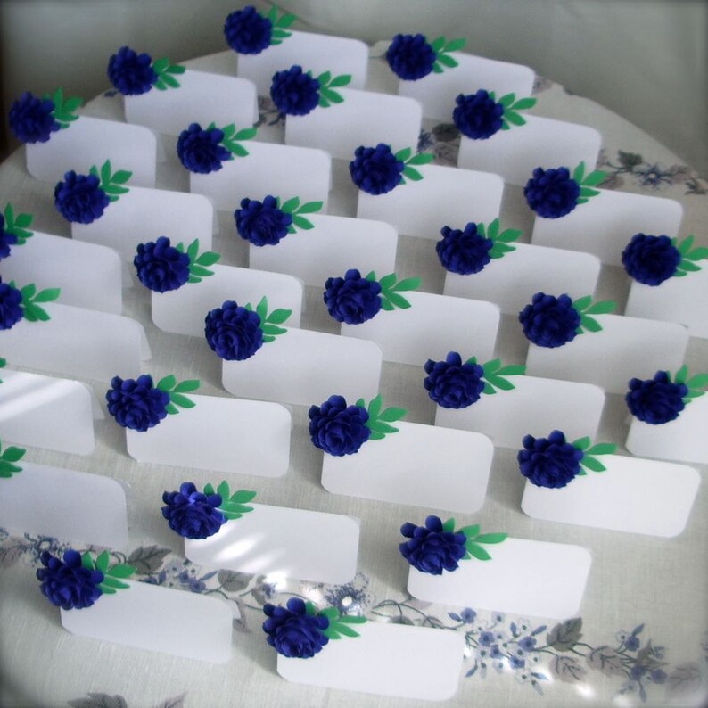 set of 50- Made To Order Wedding Custom Color ESCORT CARDS The Rosetta Paper Flowers Place Cards