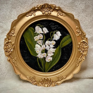 Lily of the Valley Oil Painting Original and Signed Artwork for Gallery Wall Art Custom Made with Choice of Frame