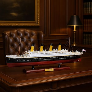 31&quot; Handcrafted Wooden Titanic Ship with LED Lights: Collector&#39;s Nautical Decor