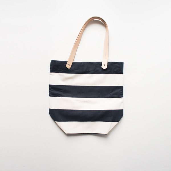 Navy and White Stripe Tote