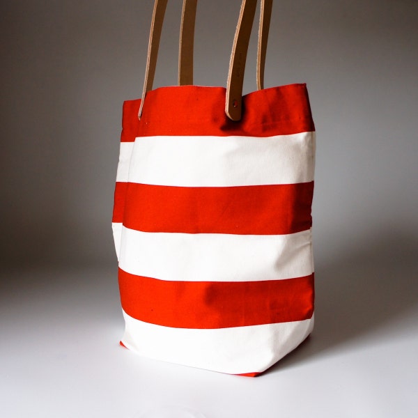 Red and White Stripe Tote RESERVED FOR ADRIENNE