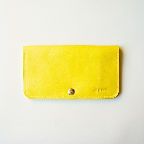 Leather Women's Wallet - Raw Purse - Dijon Yellow