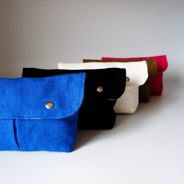 Hutch - Hip Pocket Clutch Bag in Royal Blue Textured Linen - Accessories by Ribandhull on Etsy