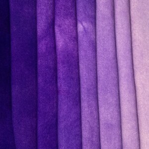 8-Value Swatch Set MC #55 purple - hand dyed rug hooking wool fabric -  (1) Fat Quarter total (8) values 1/32 yard each