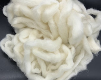 Luxurious Farm Blend of  Alpaca/ Merino/Tussah Silk Roving 40/40/20 * Snow White *