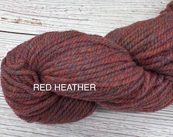 3 ply - Briggs & Little mill dyed  RED HEATHER - Whipping/Binding/Punching -  100% Pure Wool Yarn -  4 ounce skeins - 135 yards