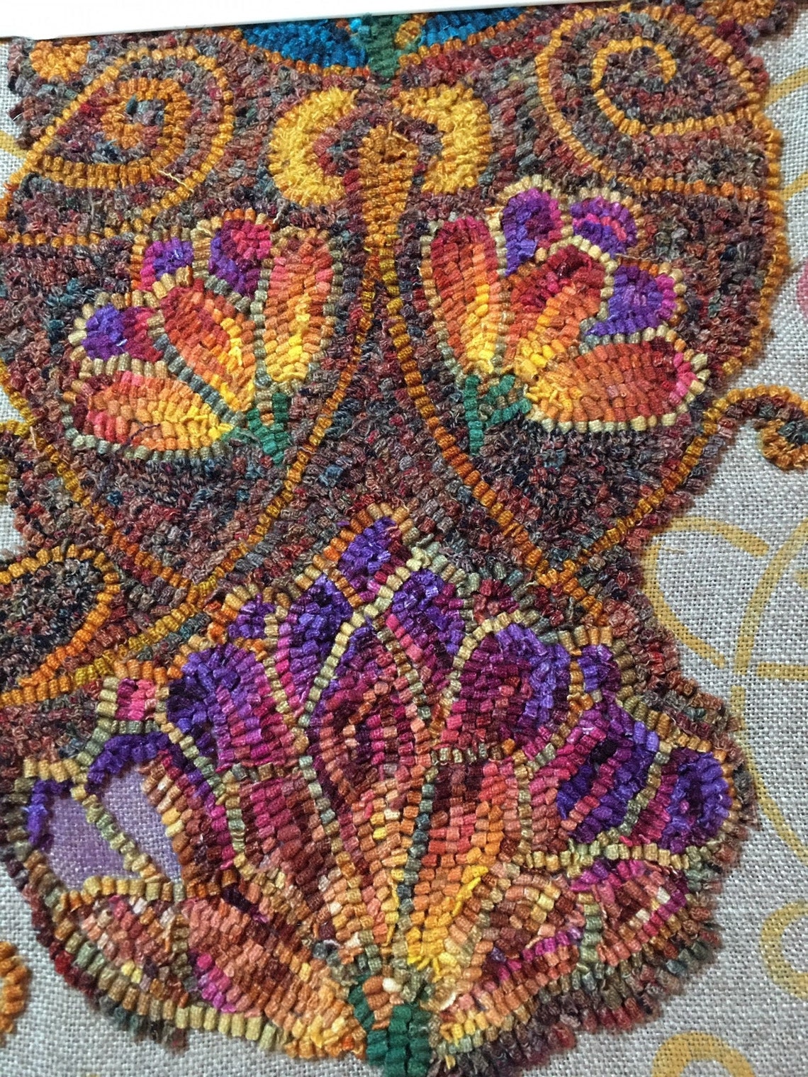 F343 Fantasy Hand Dyed Rug Hooking Wool Fabric & Yarn Etsy