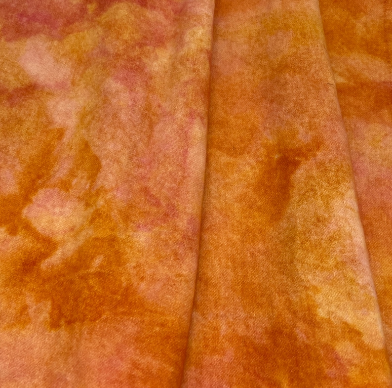 Raspberry Peach Glaze  hand dyed rug hooking wool fabric image 1