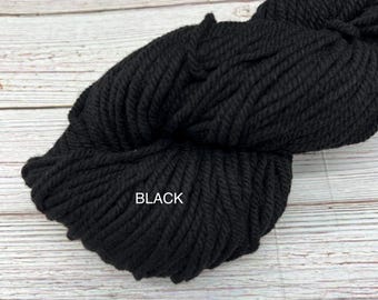 3 ply - Briggs & Little mill dyed  BLACK - Whipping/Binding/Punching -  100% Pure Wool Yarn -  4 ounce skeins - 135 yards