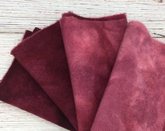 Gemstone Ruby -hand dyed rug hooking wool fabric - 4 values available