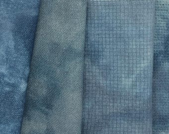 Tinker Box Blue - hand dyed rug hooking wool fabric - 1/4 yard