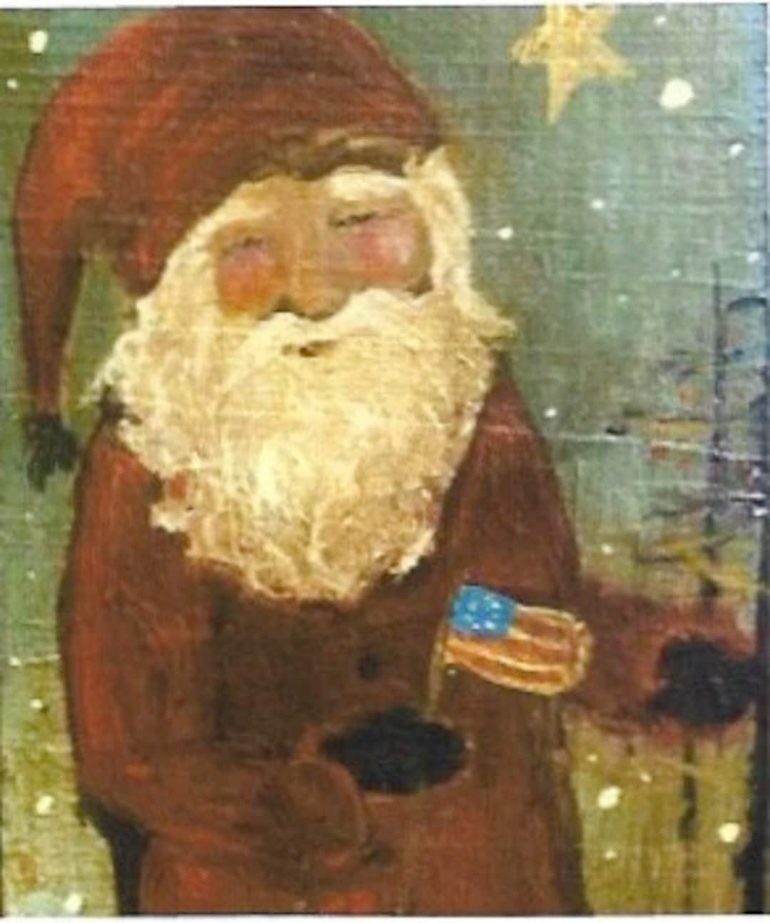 Flying Santa Rug Pattern Flag Santa - Rug Hooking Pattern by Artist Lindsay Bowles - Etsy