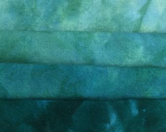 Gemstone Aquamarine - hand dyed rug hooking wool fabric -  (1) Fat Quarter (4) values available