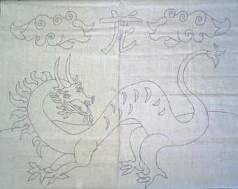 Oriental Dragon rug hooking pattern by Michele Micarelli 37" x 45" on linen
