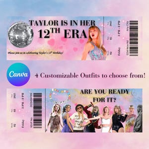 Taylor Swift-Geburtstags-Party | Bearbeitbar Taylor Eras Geburtstagseinladung | Geburtstagseinladung | Canva Digitaler Download | Swiftie Party | Konzert