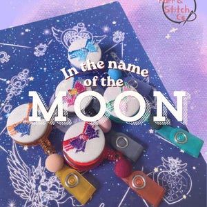 In the name of the MOON-Handmade Embroidered Sailor moon inspired badge reel/ Retractable nurse badge