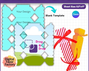 Modèle de boîte de bonbons, boîte en forme de bonbon, boîte-cadeau, modèle de boîte-cadeau de bonbons, coffret cadeau de fête, coffret cadeau, boîte Svg pour Cricut, toile modifiable