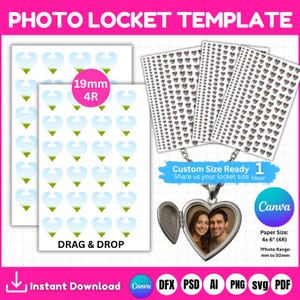 19mm Photo Oval Locket Prints, Love Locket, Printable Locket Photos, Heart Locket Size Photo, Digital Locket Image, Locket Picture Print
