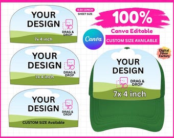 Trucker Hat canva Template, Trucker Hat svg, Custom trucker hat, Hat Brim Template Svg,trucker hat label, Baseball Cap Brim Template, hat