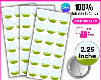Modello di spilla a bottone da 2,25", modello di spilla a bottone per Canva, spilla a bottone SVG, spilla a bottone, modello di spilla a bottone per sublimazione, mockup di spille a bottone