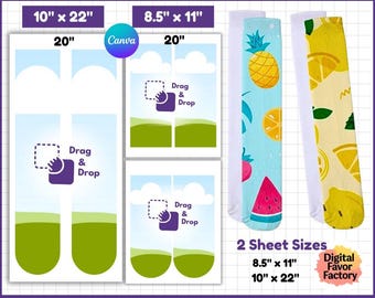May include: A digital template for creating adult sock jigs. The template includes two sizes: 8.5 inches by 11 inches and 10 inches by 22 inches. The template features a drag and drop design element, allowing users to customize their sock jigs.