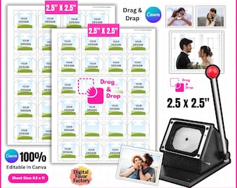 2.5x2.5" Square Fridge Magnet Template Bundle, Photo Magnet Template, Magnet Maker Template, Magnet Machine Template, Blank Magnet Template