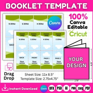 Mini Booklet Template, Booklet Canva Template, MiniColoring Booklet Canva Template, Fold Book Template, Booklet Pattern, Booklet Cut File