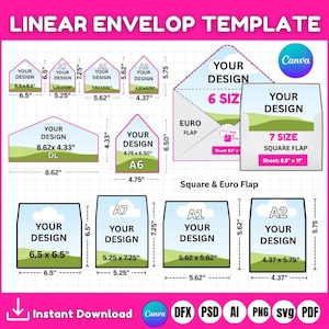 Umschlag Liner Vorlage, Quadratische Klapp Umschlag Liner Vorlagen, Geld Umschlag Insert, Benutzerdefinierte Umschlag Liner, Euro Lasche, DIY Umschlag Liner