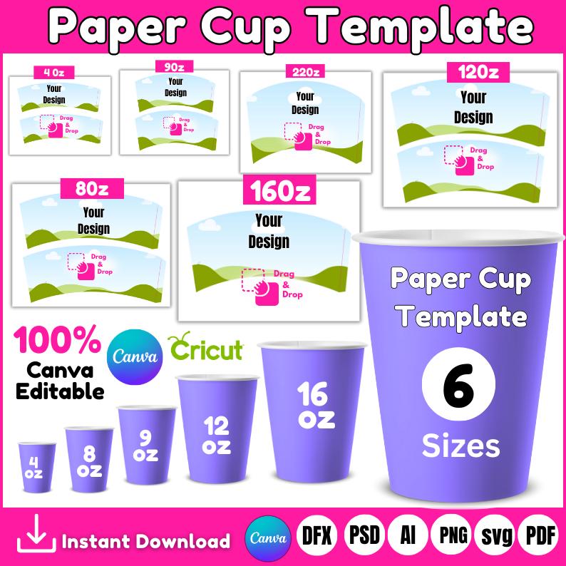 6 Paper Cup Wrapper Template, Paper Coffee Cup Template, Paper Cup ...