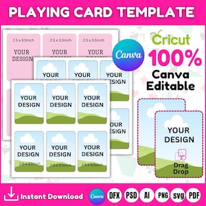 Playing Card Templates, Poker Cards, Play Card Canva Trading Card SVG, Canva Editable Affirmation Card,Blank Playing Cards Templates, Canva