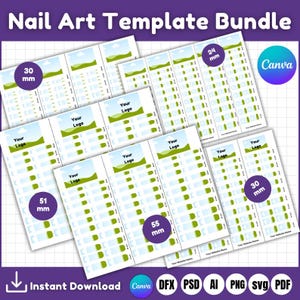 Nail Art Bundle Vorlage, Französischer Nagel, Nageldesign Vorlage, Nagellack Vorlage, Wasserschiebefolie Nageldesign, Nail Wrap Mockup