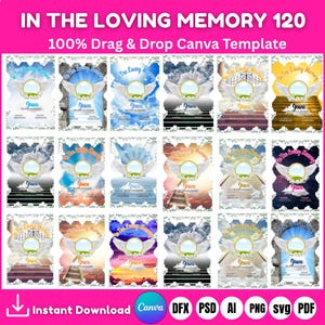 120 In loving memory Editable Canva Template Bundle, Funeral & Remembrance,Memorial T Shirt, Funeral and Celebration of Life