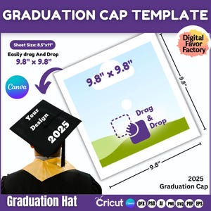 Graduation Cap Topper Templates, Graduation Stole Template, Blank Graduation Cap Template, Graduation Hat Template, Svg, Canva drag and drop