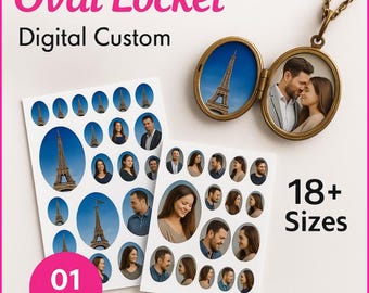 Custom Photo Oval Locket Prints, Locket Picture Print, Love Locket, Printable Locket Photos, Heart Locket Size Photo, Digital Locket Image