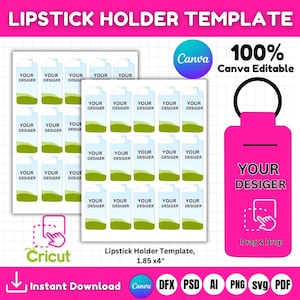Lipstick Holder Template, Chapstick Template,Lipstick Holder Sublimation, Lip balm, Chapstick Sublimation, Sublimation Svg, Lipstick Mockup