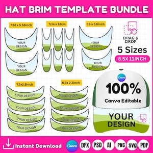 Hat Brim Template Svg, Trucker Hat Template, Canva Baseball Cap Brim Template, Blank Hat Template, Hat Brim SVG Canva Editable, Hat Brim svg