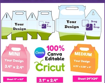 Giebel Box Vorlage BUNDLE, Giebel Box Vorlage, Giebel Box svg, Party Favor Box, Box Vorlage, Geschenkbox svg, DIY Box Vorlage, Canva Pdf-Datei