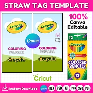 Crayon Box Template, Wax Crayon Box Template, Wax Color Pen Gift Box, Box Template, Party Favor Box, Colored Composition Notebook Cover