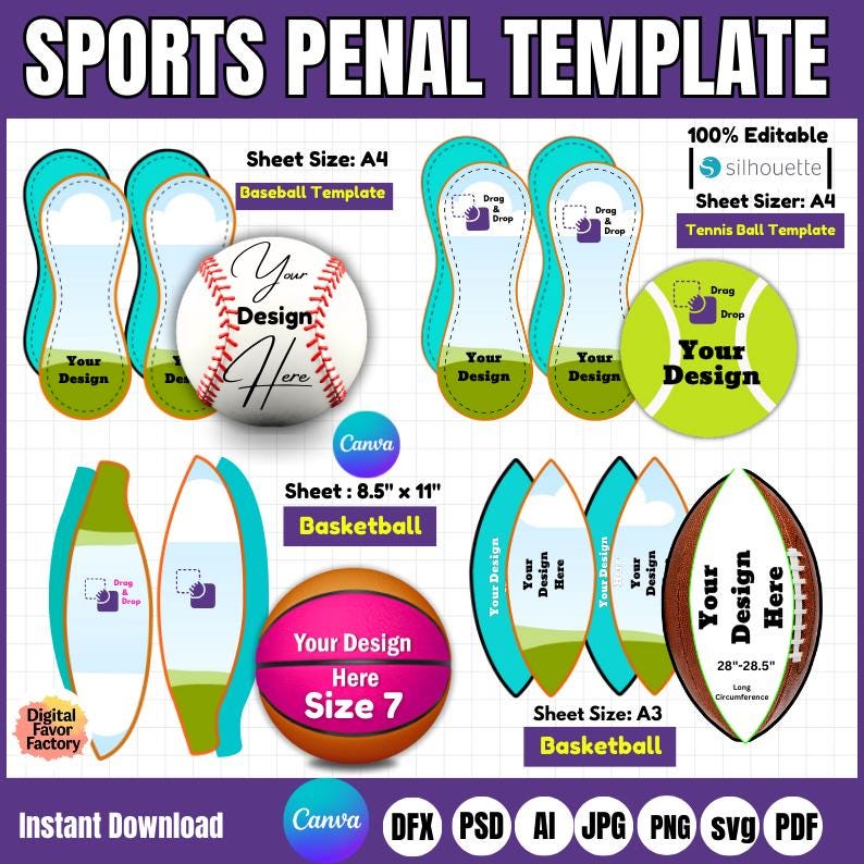 Sports Ball Panel Templates, DIY Photo Design (digital Download) - Etsy
