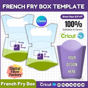 Frieten vak sjabloon, snack vak sjabloon, sjabloon gebakken aardappel, vak voedsel vak SVG, partij gunst vak, friet label, DIY verpakking