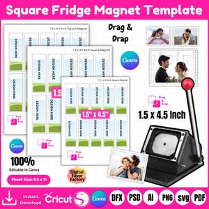 1.5 x 4.5" Square Fridge Magnet Template Bundle, Photo Magnet Template, Magnet Maker Template, Magnet Machine Template,Blank Magnet Template