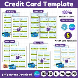 Credit Card Skin Template Canva, Credit Card Sticker, Debit credit card template svg,Card cover svg for cricut, Canva drag and drop Template