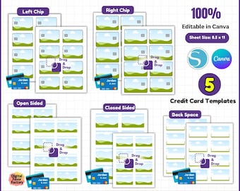 Credit Card Skin Template Canva, Credit Card Sticker, Debit credit card template svg,Card cover svg for cricut, Canva drag and drop Template