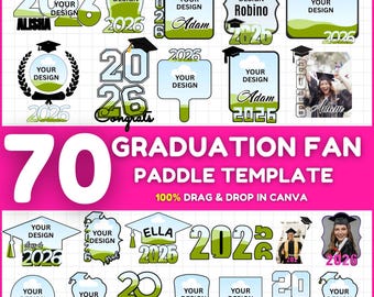 2026 Graduation Paddle Fan Template Bundle, 2026 Grad Fans Template, Custom kids Grad Fan,Graduation Cake Topper,Grad 2025