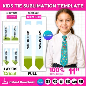 Kids Tie Sublimation Template, Kids Tie Template, Kids Bow Tie Template, DIY Tie Sublimation, Tie Template Neck Tie,Tie Svg, kids Tie Mockup