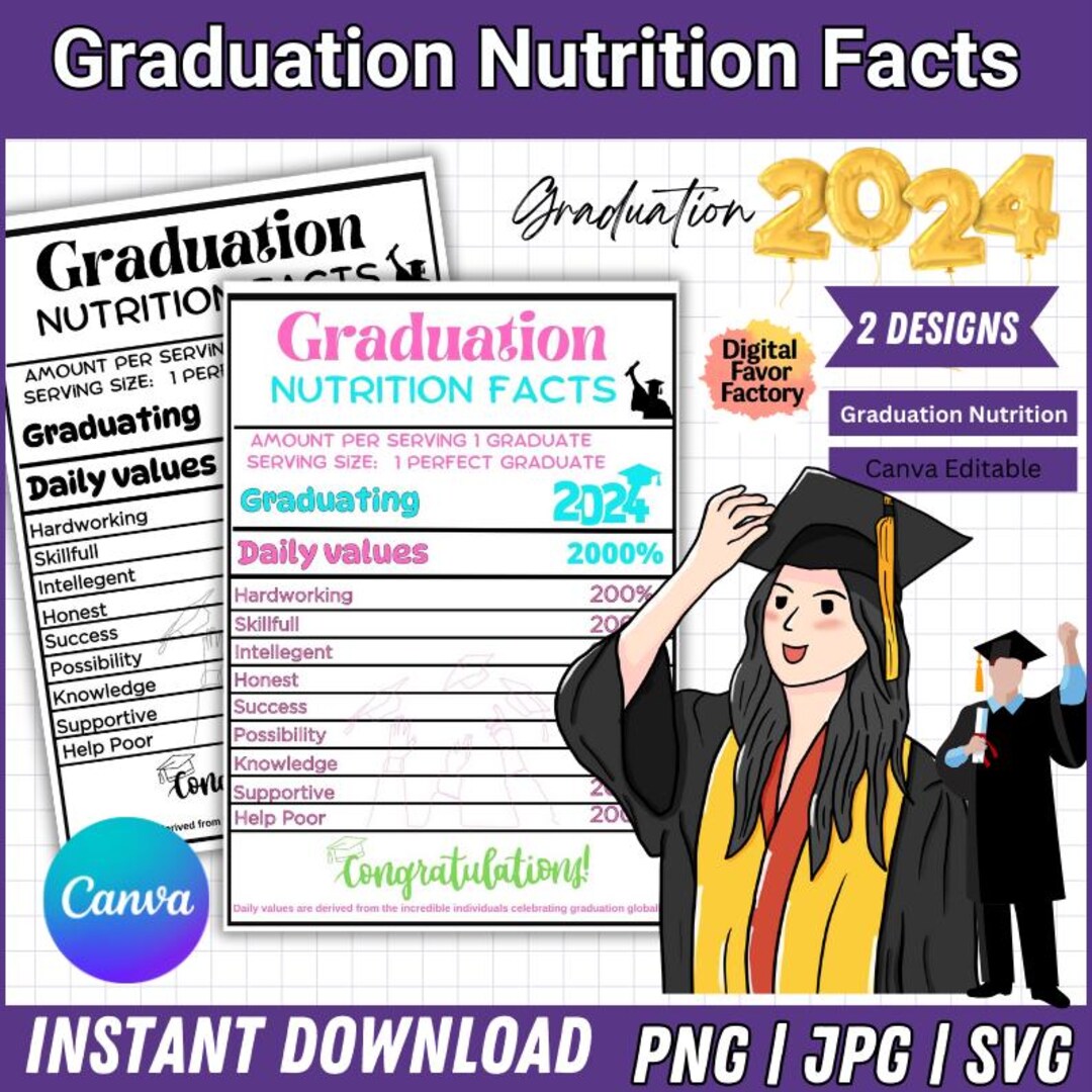 Gradutation Fatcs 2024 Graduation Nutrition Facts SVG, PNG, JPG (digital Download) - Etsy